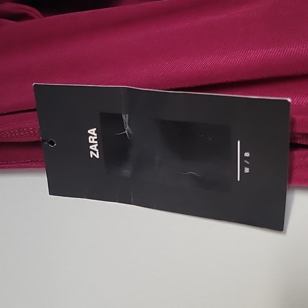 NWT Zara Burgundy XS S Plum Bow Neck Tie Bow Jersey Fit Flare Flowy A-Line Midi - Picture 11 of 17